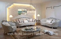 Sofá clásico de lujo sistemas de sala de estar determinados del sofá de la tela del pre...