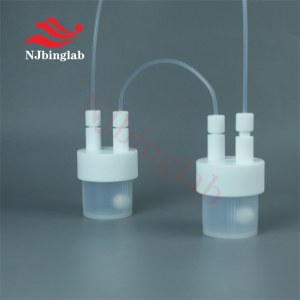 PFA 100ml reaction vessel with gas line bubbling ball