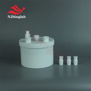 PTFE 2L flat bottom reaction vessel with neck connection