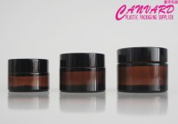 Amber plastic jar, amber cosmetic jar