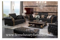 El sofá clásico del sofá de cuero fija los muebles de madera TI-003 de la sala de estar...