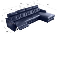 Sofá de estilo italiano, sala de estar de cine, combinación minimalista, sofá esquinero de piel...