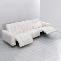 Moderno minimalista Caterpillar Beige tela blanca sofá multifuncional tamaño apartament...
