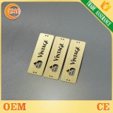 Cusom two holes gold brushed metal tags for furnitures