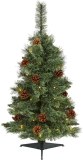 Árbol de Navidad artificial de pino de montaña de 3 pies con luces LED y conos de pino...