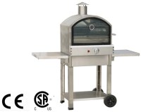 Movable gas grill with pizza oven