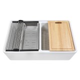 33x19 Porcelain Kitchen 50/50 Workstation Sink wt Accessories, PK-D031