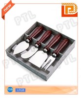 Stainless steel cheese set with deluxe wooden handle(4 pieces)