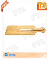 Rounded wooden cheese knife with long cutting board