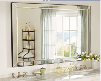 Espejo biselado sin marco moderno montado en la pared del cuarto de baño