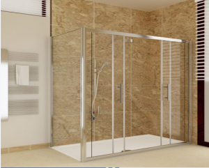 Puerta de ducha de vidrio deslizante sin marco de acero inoxidable 304 sin marco