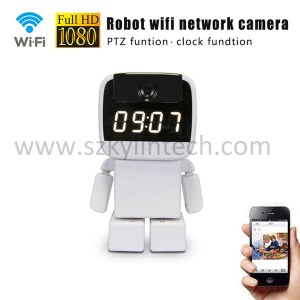 Robot wifi cctv ip cámara inalámbrica con reloj despertador