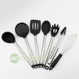 2018 utensilios de cocina de silicona negra premium más populares juego de utensilios...