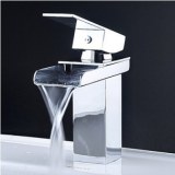 Square Waterfall Chromed Polished Bathroom Basin Sink taps Hot Cold Mixer Tap Brass taps