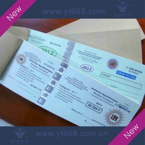 Customized entrance tickets or coupons in China