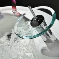 Waterfall Glass Bathroom Basin Sink taps Mixer Tap Chrome Polished