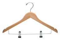 Supply wooden flat hanger with metal clip(A)